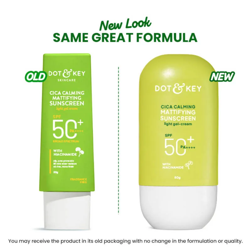 Dot & Key Cica Calming Mattifying Sunscreen In-Vivo Tested SPF 50+ PA++++, With Niacinamide
