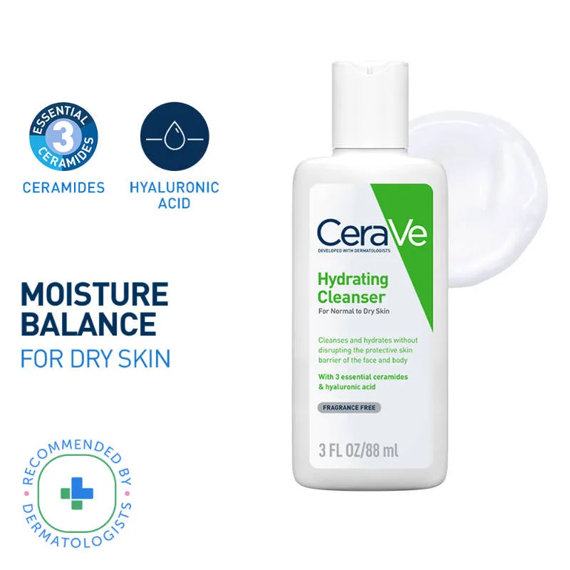 CeraVe Hydrating Cleanser Non-Foaming Face Wash for Dry Skin with Ceramides, Dermatologist Recommend