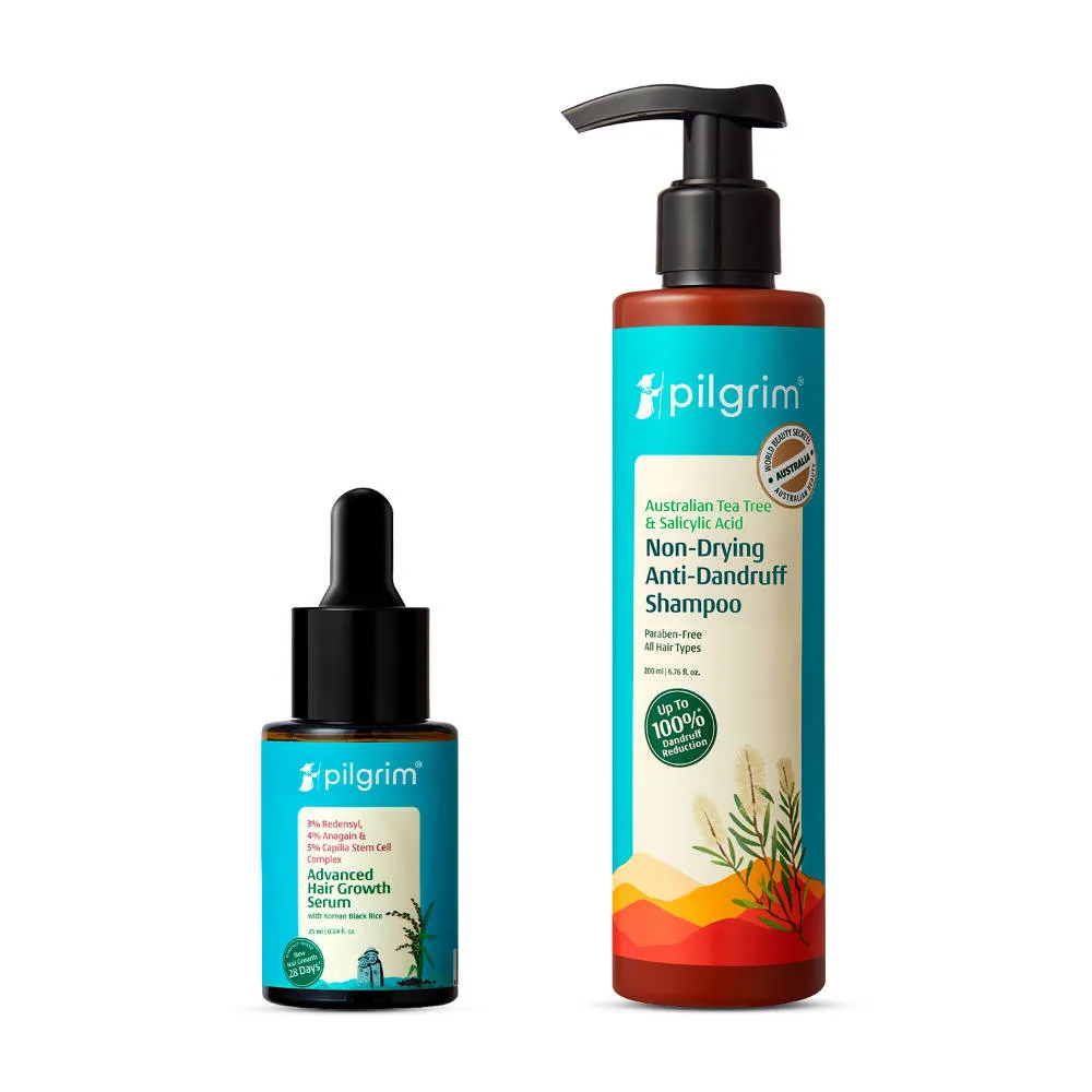 Pilgrim Scalp Care Duo Tea tree Non-Drying Anti-Dandruff Shampoo and Advance Hair Growth Serum
