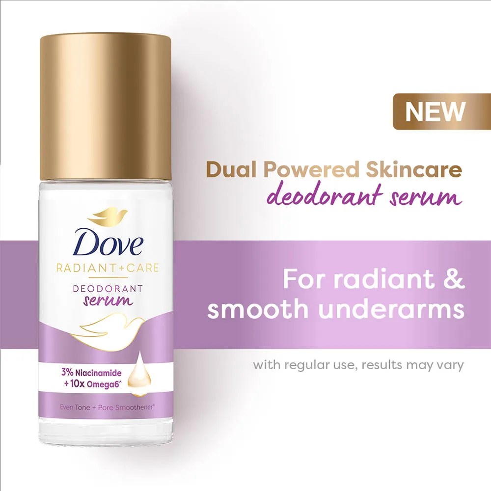 Dove Radiant+Care Roll On Deodorant Serum With 3% Niacinamide & 10X Omega 6
