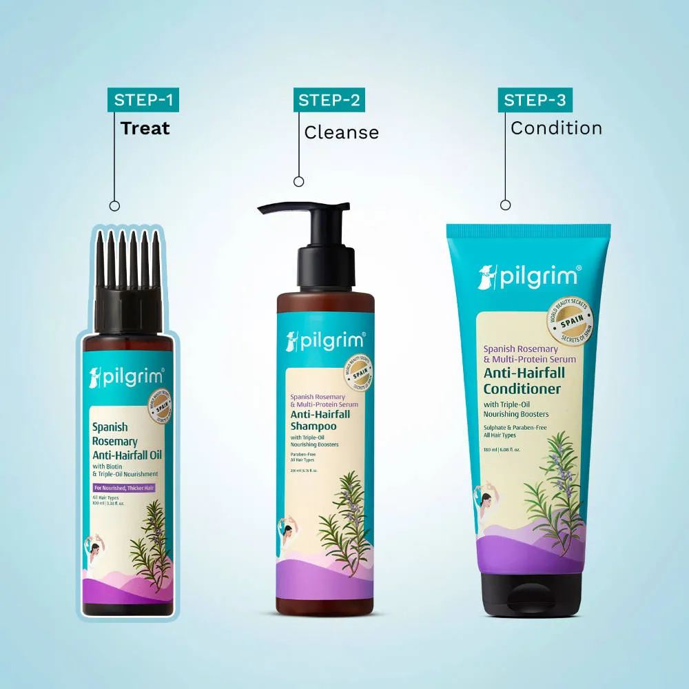 Pilgrim Spanish Rosemary & Biotin Hair Growth Oil Control Hairfall Strong Hair Applicator Pack of 2