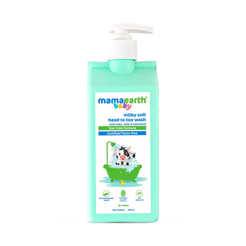 Mamaearth Milky Soft Head to Toe Wash With Oats, Milk, and Calendula for Babies