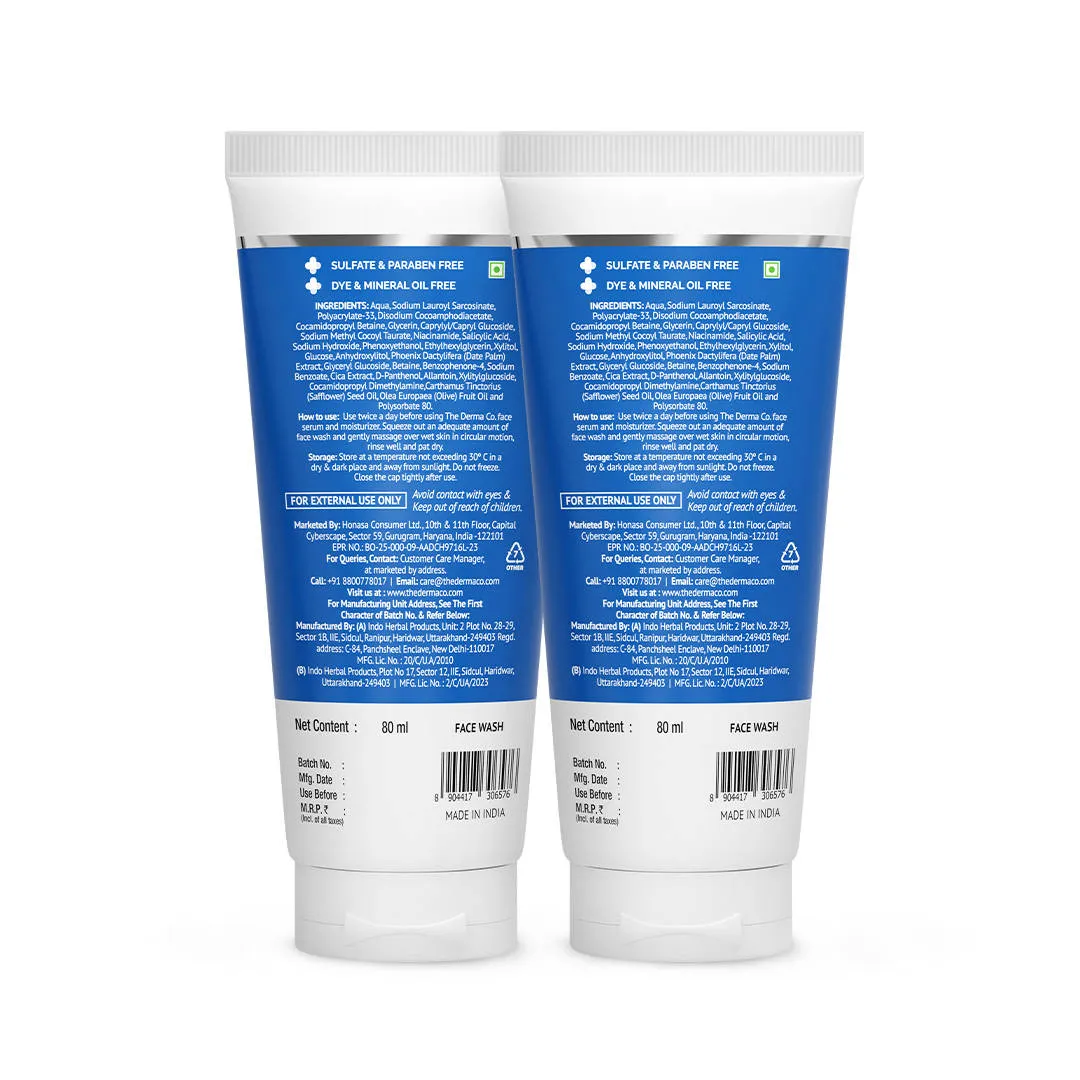 The Derma Co Sali-Cinamide Anti-Acne Face Wash With 2% Salicylic Acid & 2% Niacinamide - Pack Of 2
