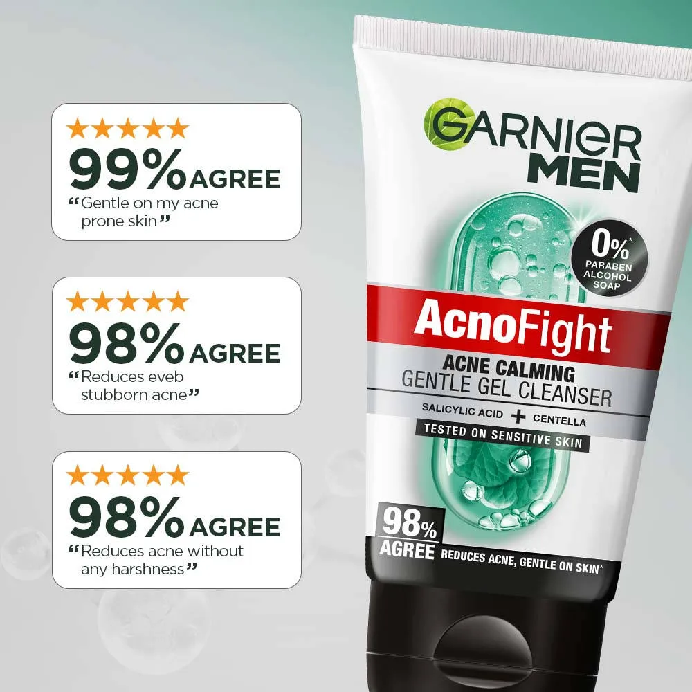 Garnier Men Acno Fight Gentle Cleanser Facewash For Acne-Prone, Sensitive Male Skin