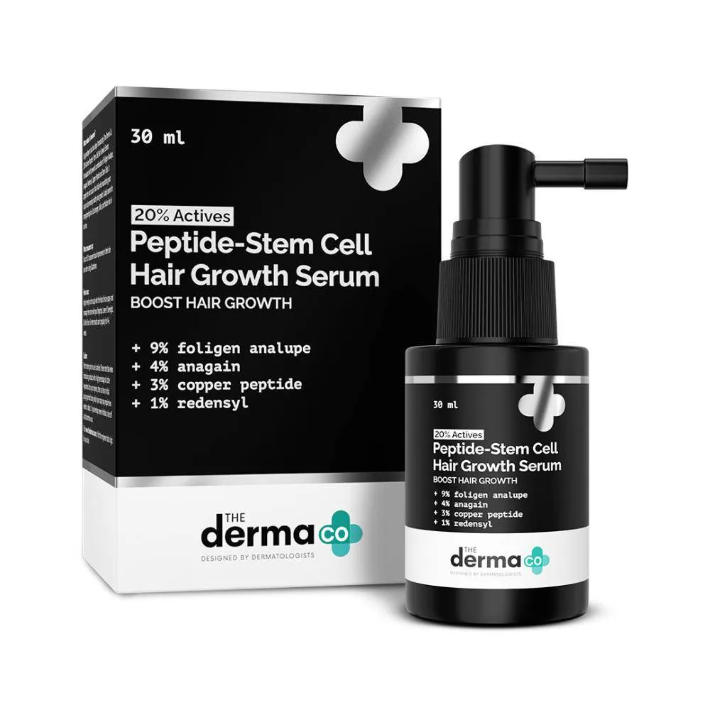The Derma Co 20% Actives Peptide-Stem Cell Hair Growth Serum with Foligen Analupe & Anagain