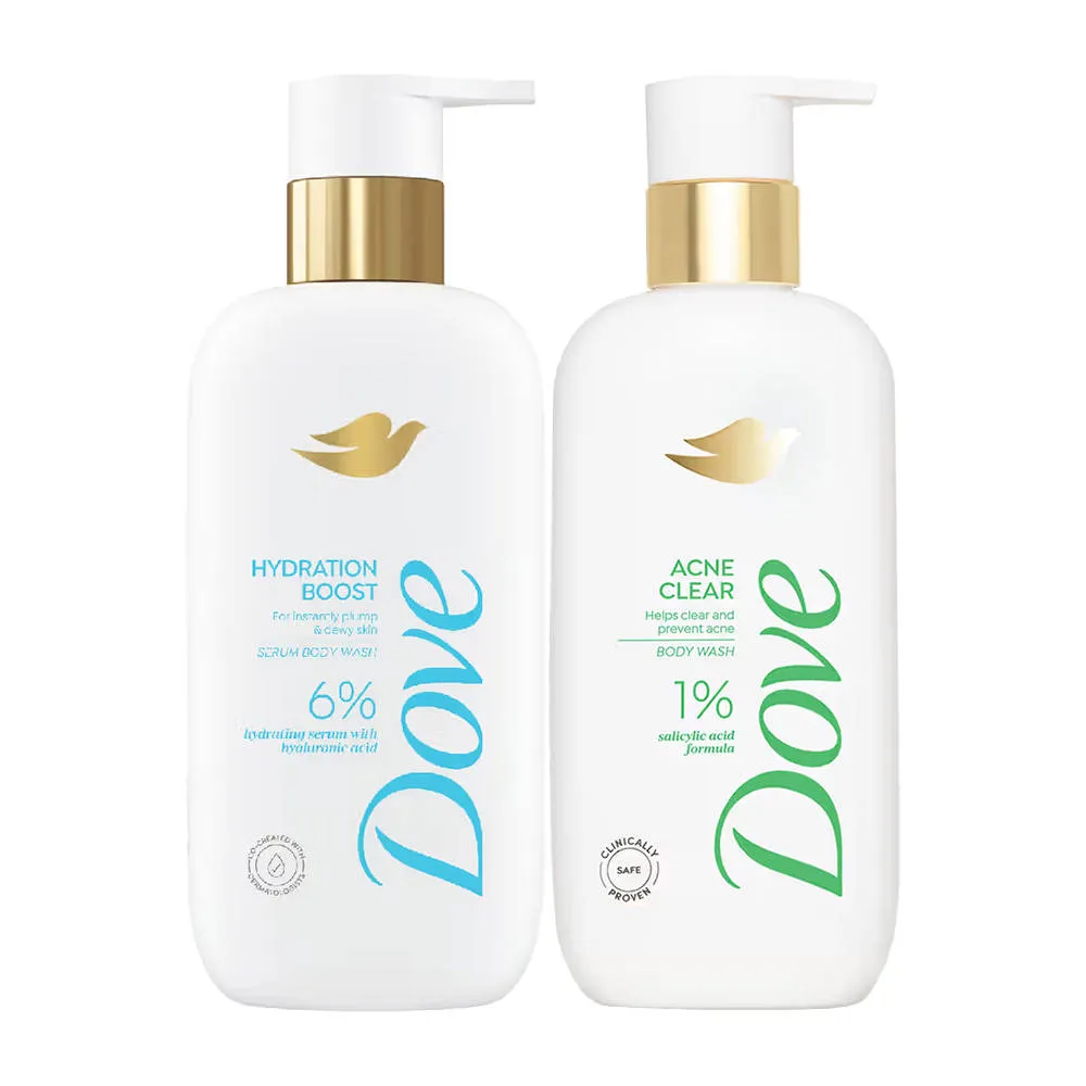 Dove Salicylic Acid Body Wash + Dove Hyaluronic Acid Body Wash