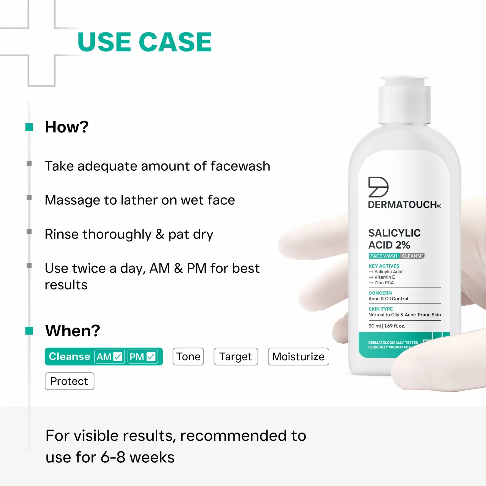 Dermatouch Salicylic Acid 2% Face Wash for Acne & Oil Control PO4