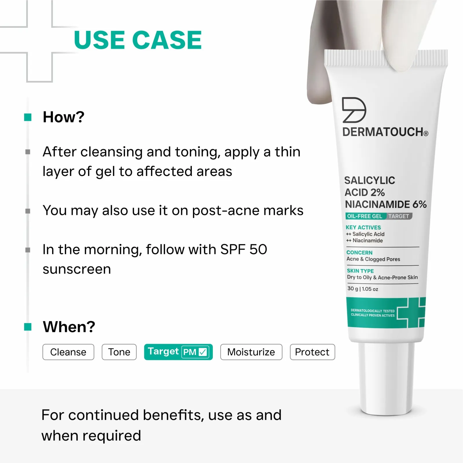 Dermatouch Salicylic Acid 2% Niacinamide 6% Oil-Free Gel for Acne & Clogged Pores