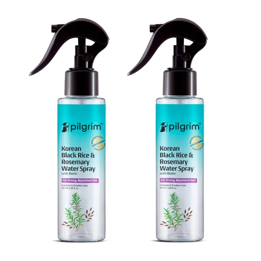 Pilgrim Korean Black Rice & Rosemary Water Spray For Strong & Nourised Thiker Hair Growth- Pack of 2