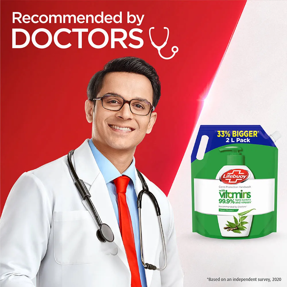 Lifebuoy Germ Protection Handwash With Vitamins 99.9% Fights Bacteria - Neem Protect
