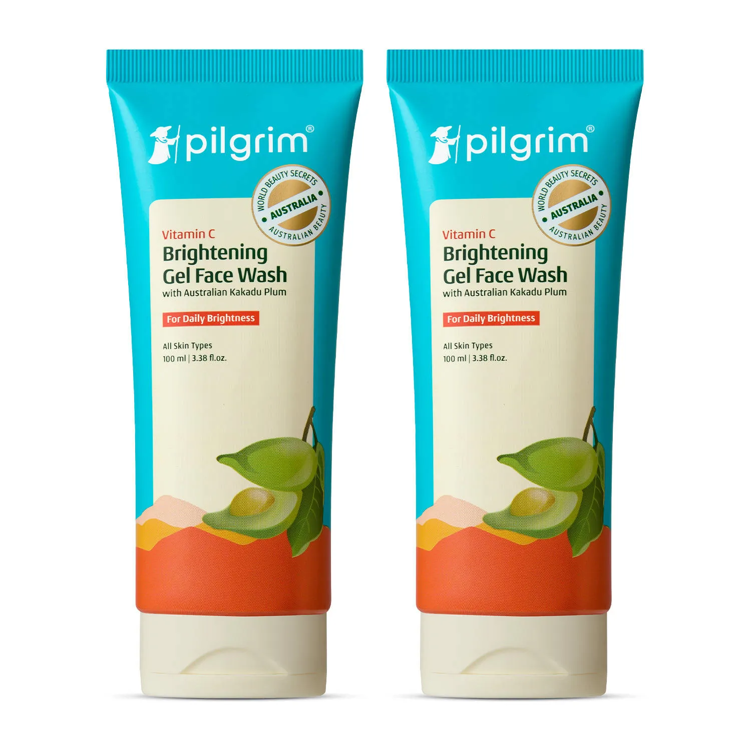 Pilgrim 10% Vitamin C Brightening Gel Face Wash Triple Glow+++ For Dark Spots & Dull Skin- Pack of 2