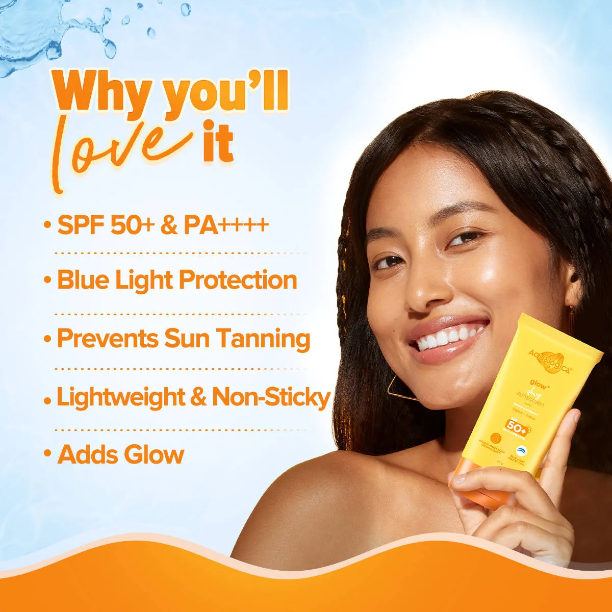 Aqualogica Glow+ Dewy Sunscreen Gel SPF 50+ PA++++