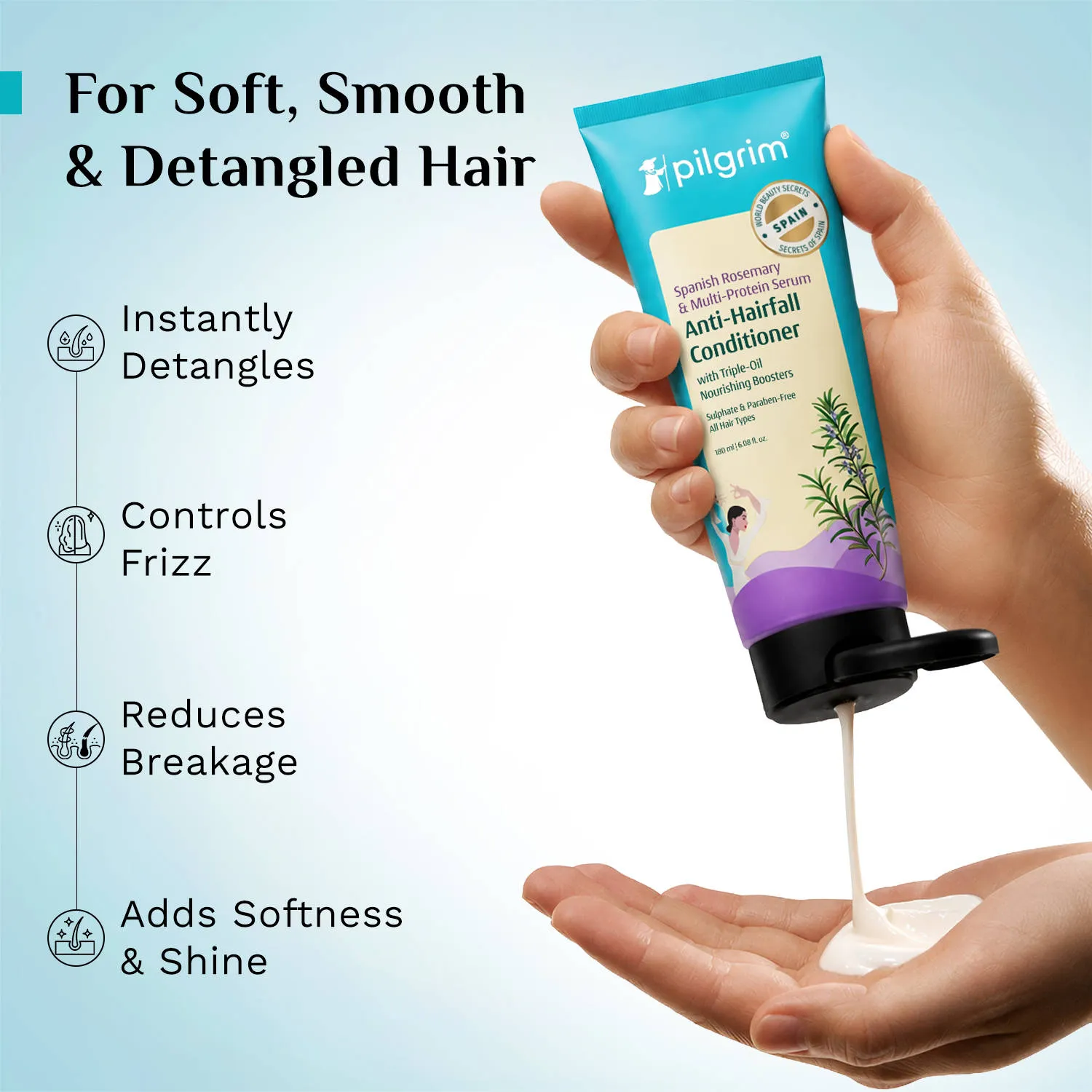 Pilgrim Spanish Rosemary & Biotin Anti-Hairfall Shampoo & Conditioner Duo upto 95% Stronger Hair