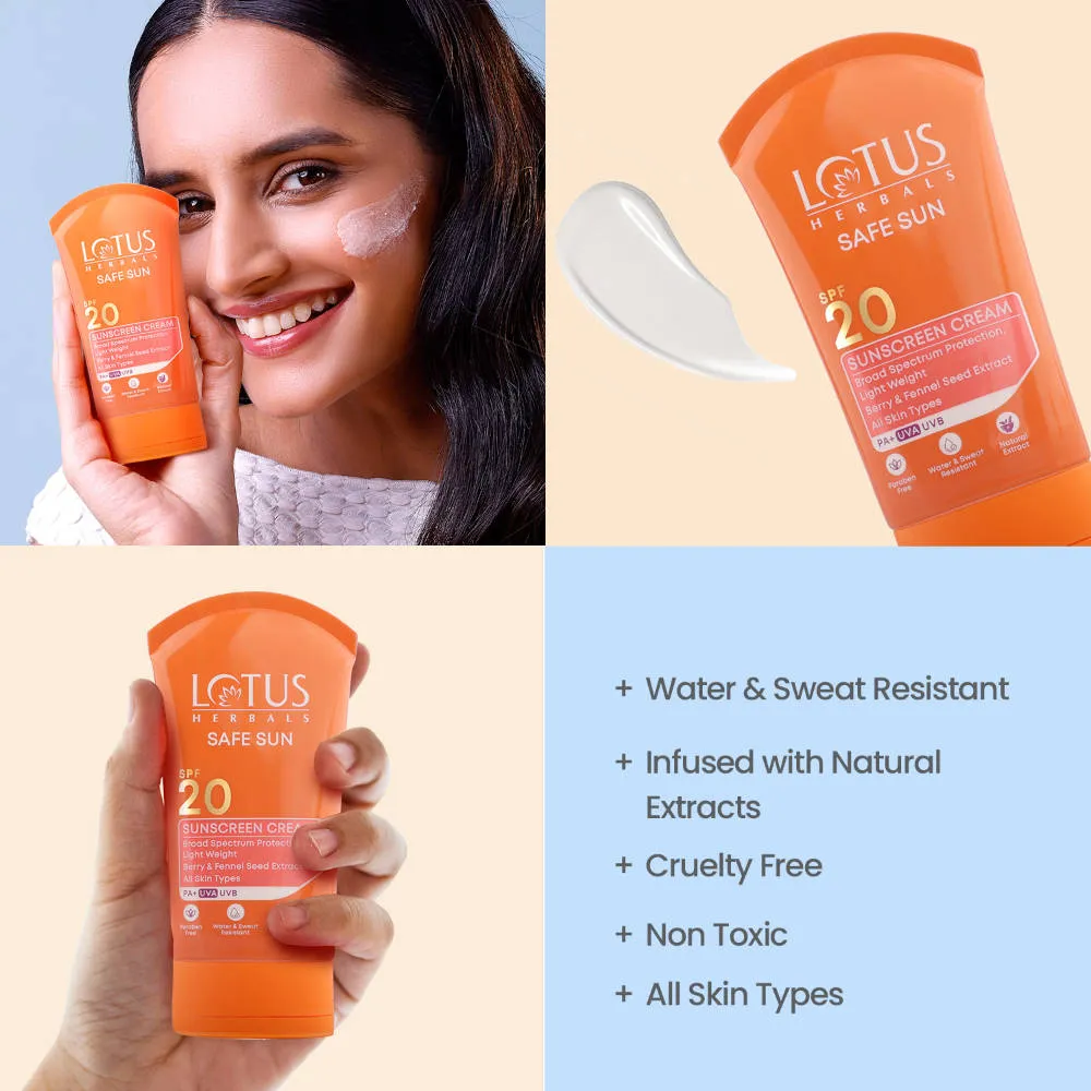 Lotus Herbals Safe Sun Sunscreen Cream PA+ SPF-20 Non Greasy