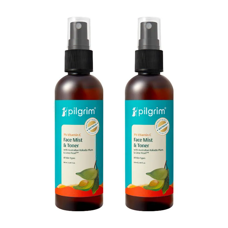 Pilgrim 1% Vitamin C Brightening Toner - Hydrates Skin & Boosts Radiance - Pack of 2