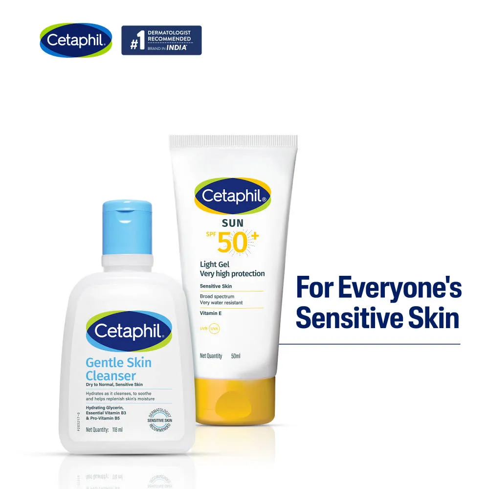 Cetaphil Gentle Skin Cleanser & Sun SPF 50 Light Gel Combo