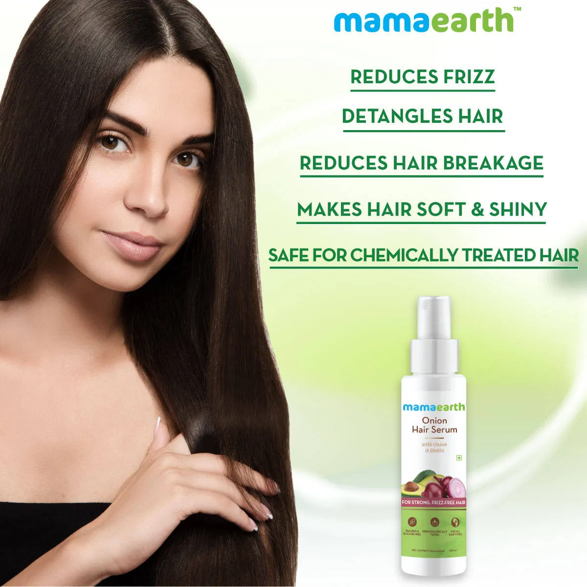 Mamaearth Onion Hair Serum with Onion & Biotin for Strong Frizz -Free Hair (100ml)