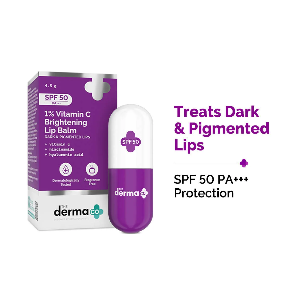 The Derma Co 1% Vitamin C Lip Balm with SPF 50 PA+++ for Pigmentation and Lip Brightening