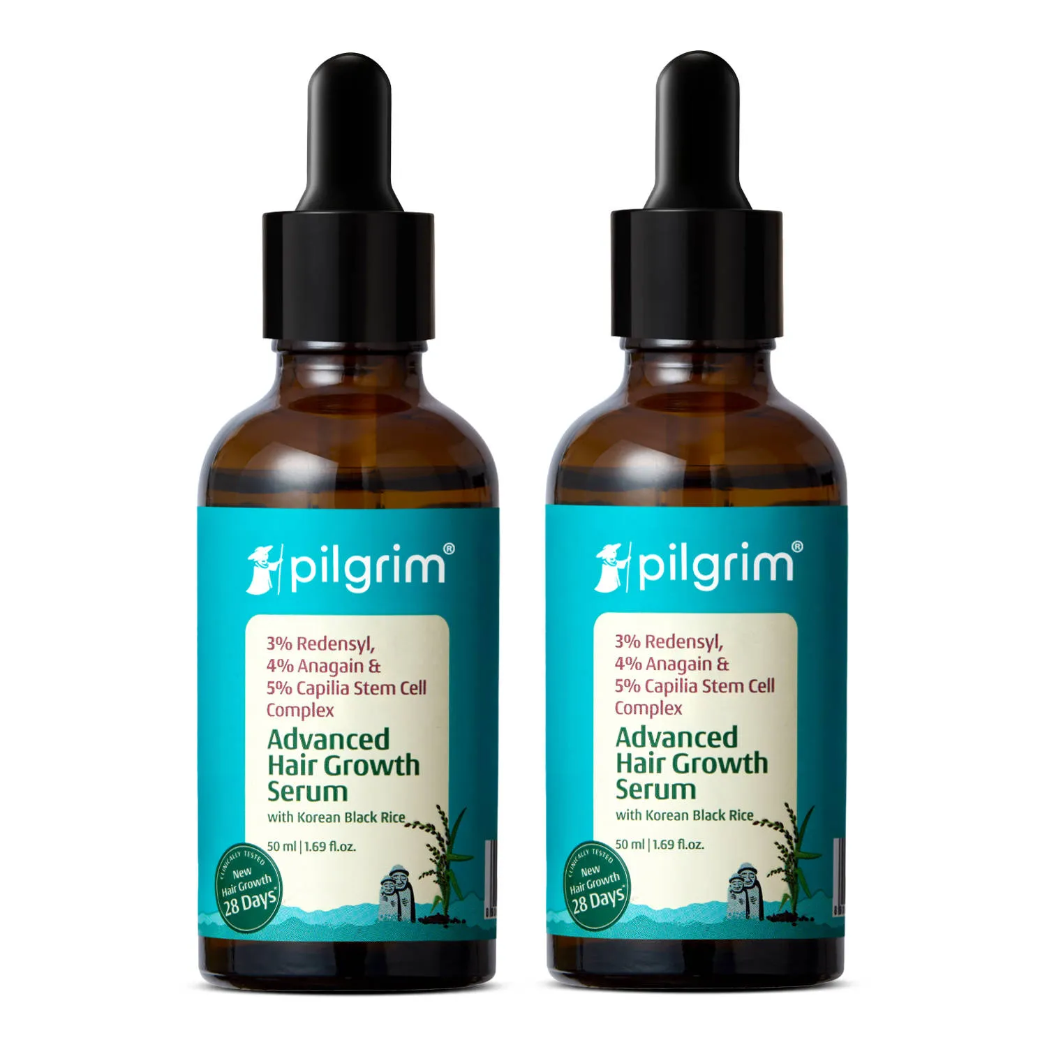 Pilgrim 3% Redensyl 4% Anagain Rosemary & Korean Black Rice Advance Hair Growth Serum Pack of 2