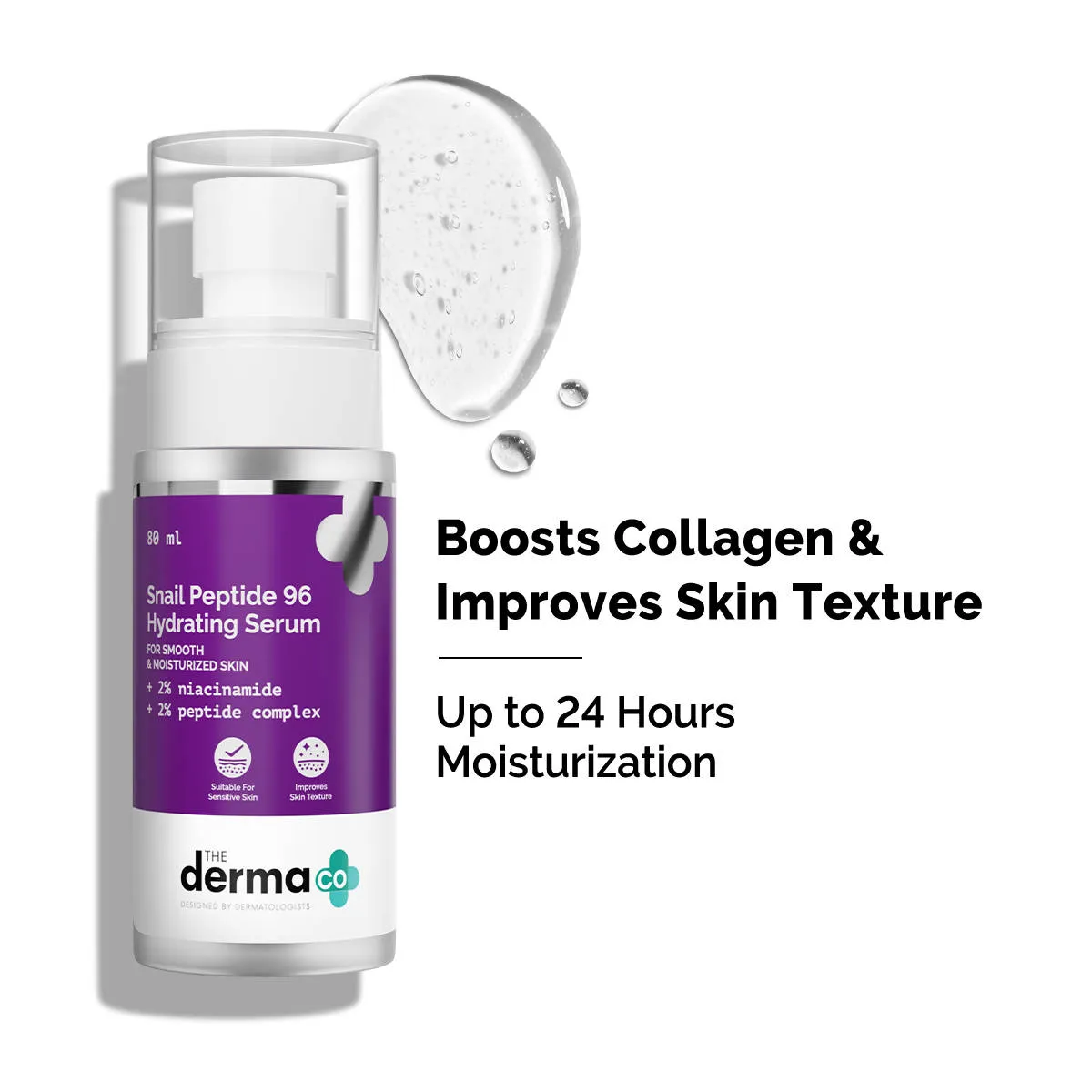 The Derma Co Snail Mucin Peptide 96 Hydrating Serum with Niacinamide & Peptide for Moisturized Skin