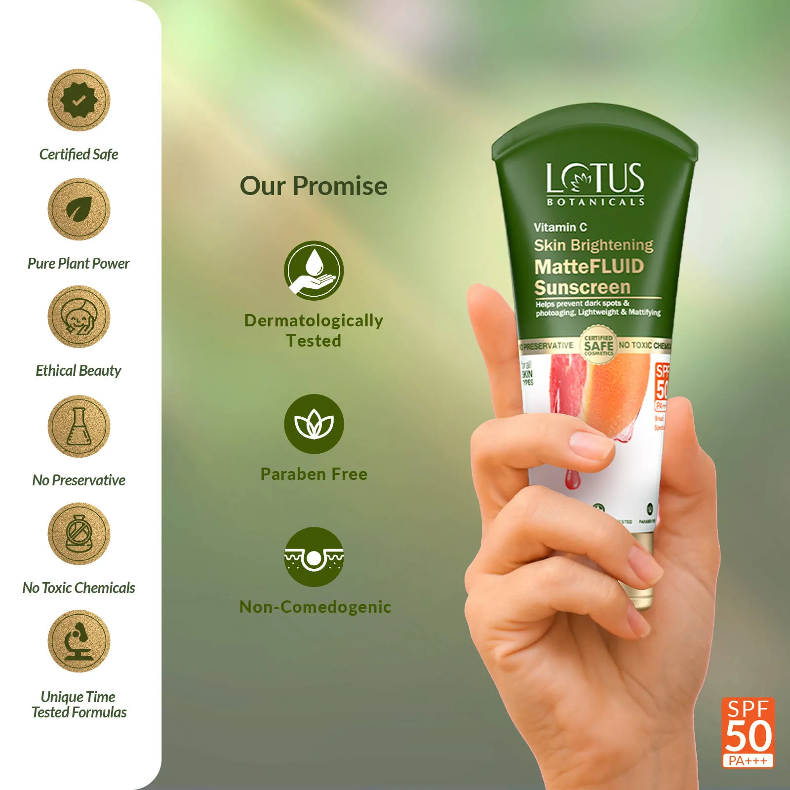 Lotus Herbals Lotus Botanicals Vitamin C Skin Brightening Mattefluid Sunscreen SPF 50 & No WhiteCast Formula