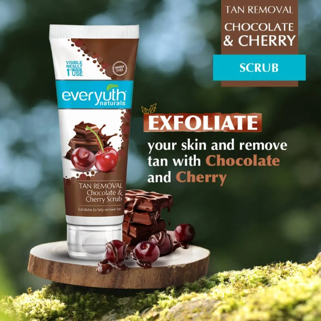 Everyuth Naturals Tan Removal Scrub - Chocolate & Cherry Dtan, Paraben Free