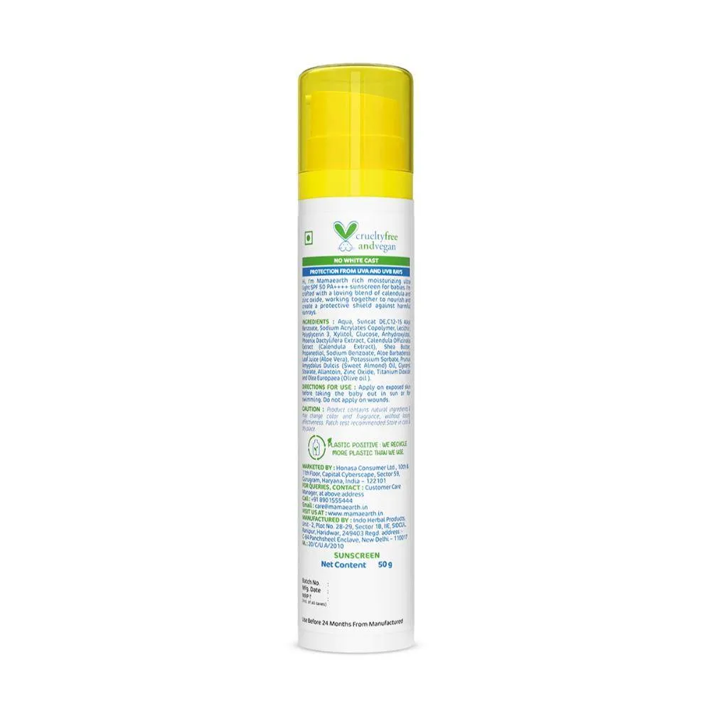 Mamaearth Baby Rich Moisturizing Ultra Light Sunscreen With SPF 50 PA++++
