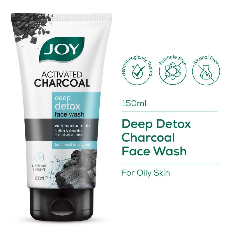Joy Activated Charcoal Face Wash For Oily Skin To Controls Oil & Removes Dirt & Blackheads
