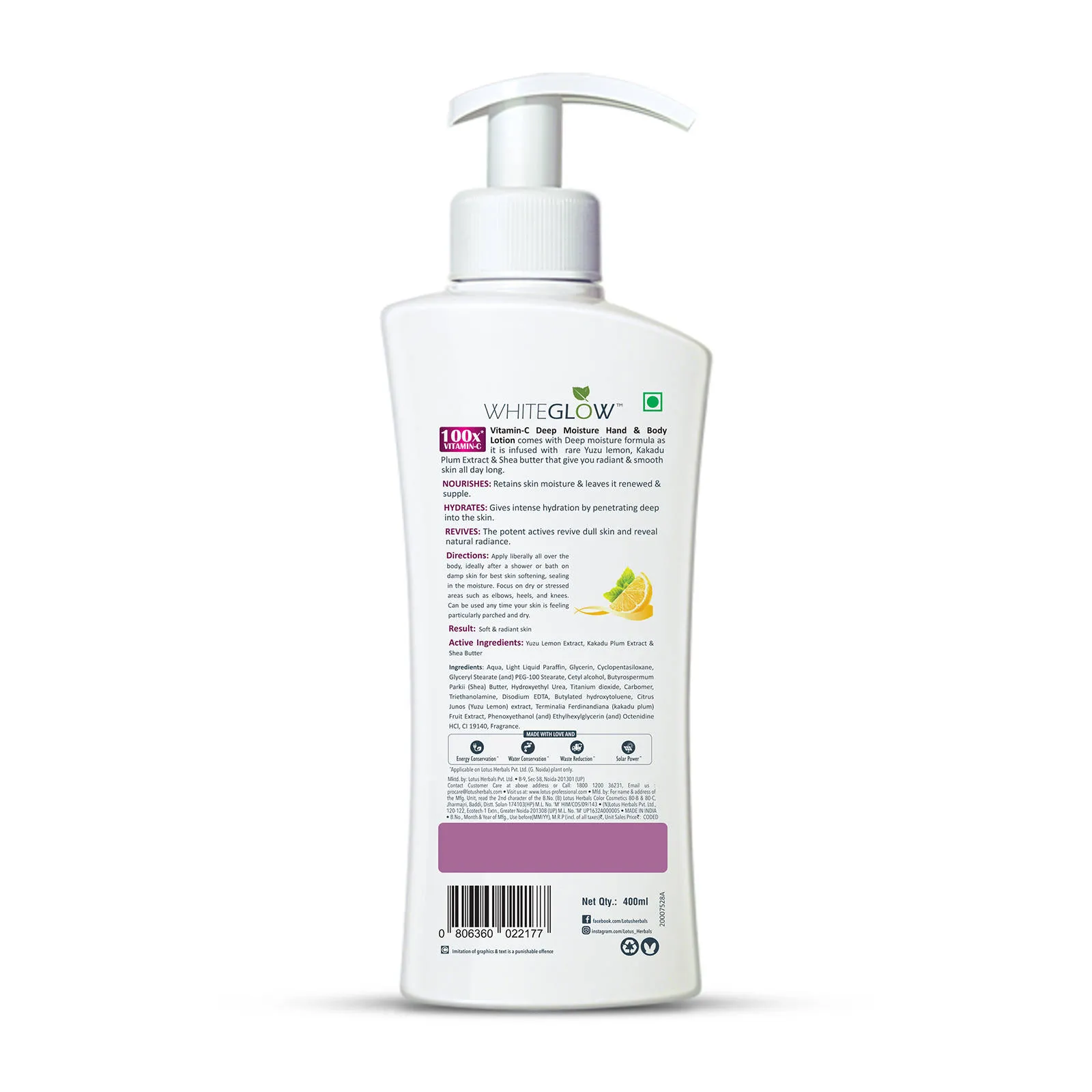 Lotus Herbals Whiteglow Vitamin C Deep Moisture Hand & Body Lotion Moisturises And Brightens