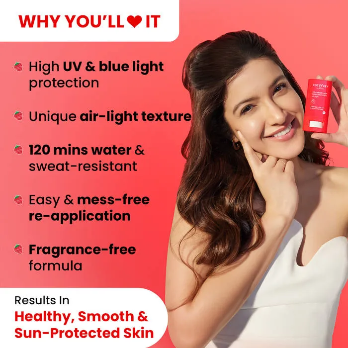 Dot & Key Strawberry Dew Sunscreen Stick In-Vivo Tested SPF 50+ PA++++, Makeup Friendly