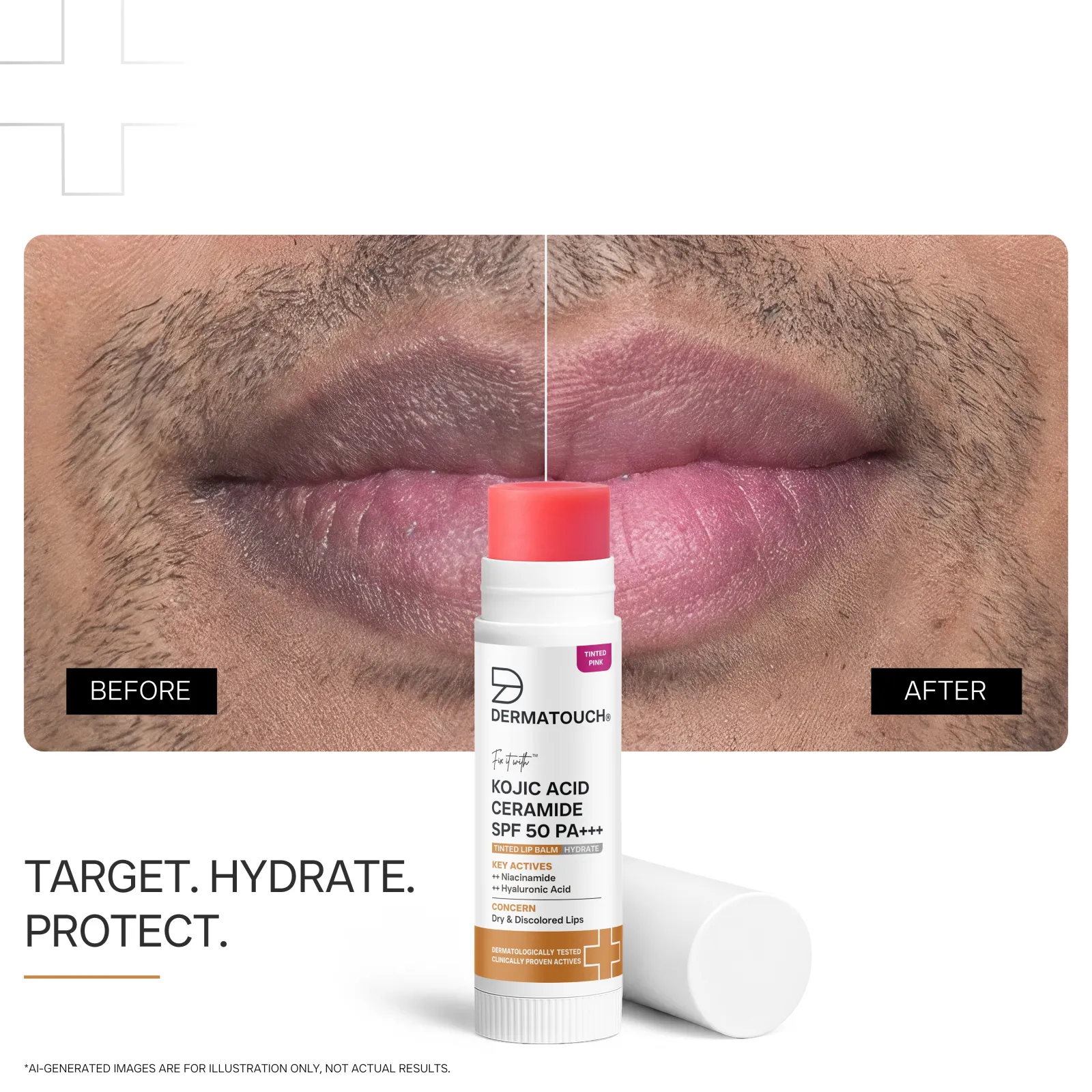 Dermatouch Kojic Acid Ceramide SPF 50 PA+++ Lip Balm for Dry & Discolored Lips