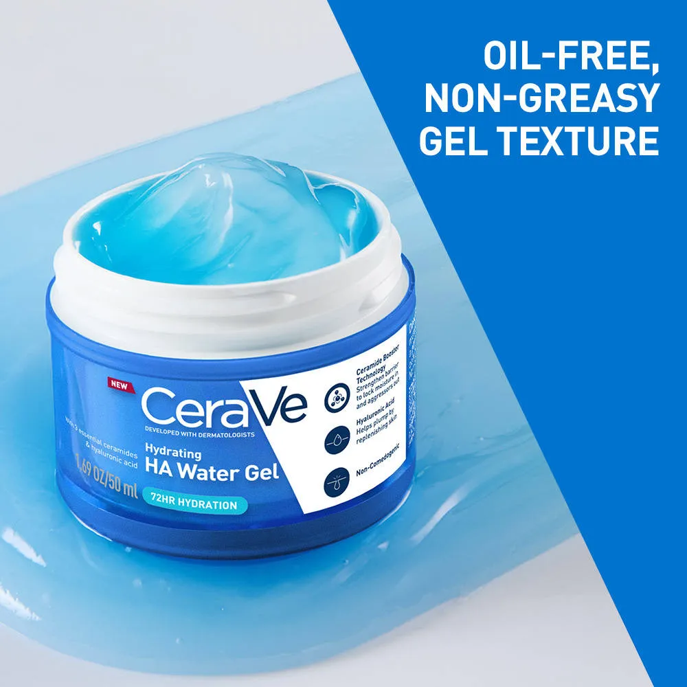 CeraVe HA water gel oil-free face moisturizer with Hylauronic Acid & Ceramides for plumpy hydration