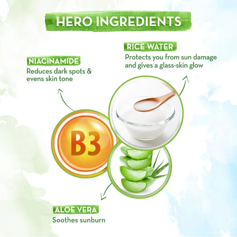 Mamaearth Rice Water Dewy Sunscreen For Tan Protection SPF 50 PA++++