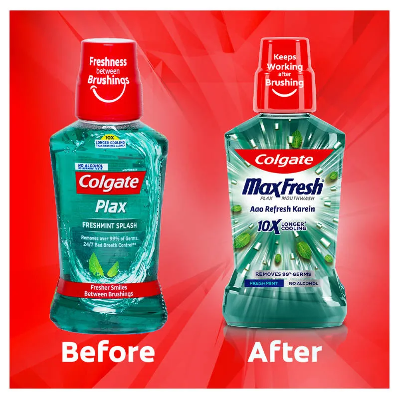 Colgate Maxfresh Plax Antibacterial Mouthwash, Fresh Mint