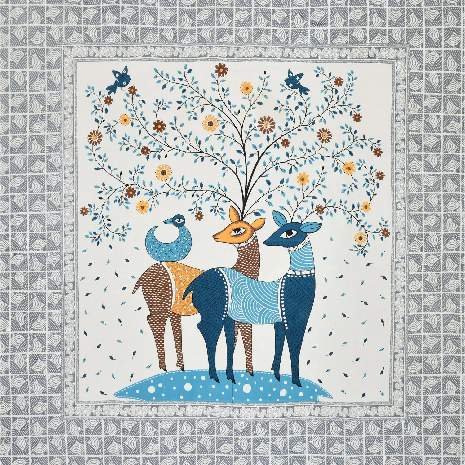 Pure Cotton Jaipuri Bedsheet (Deer Printed)