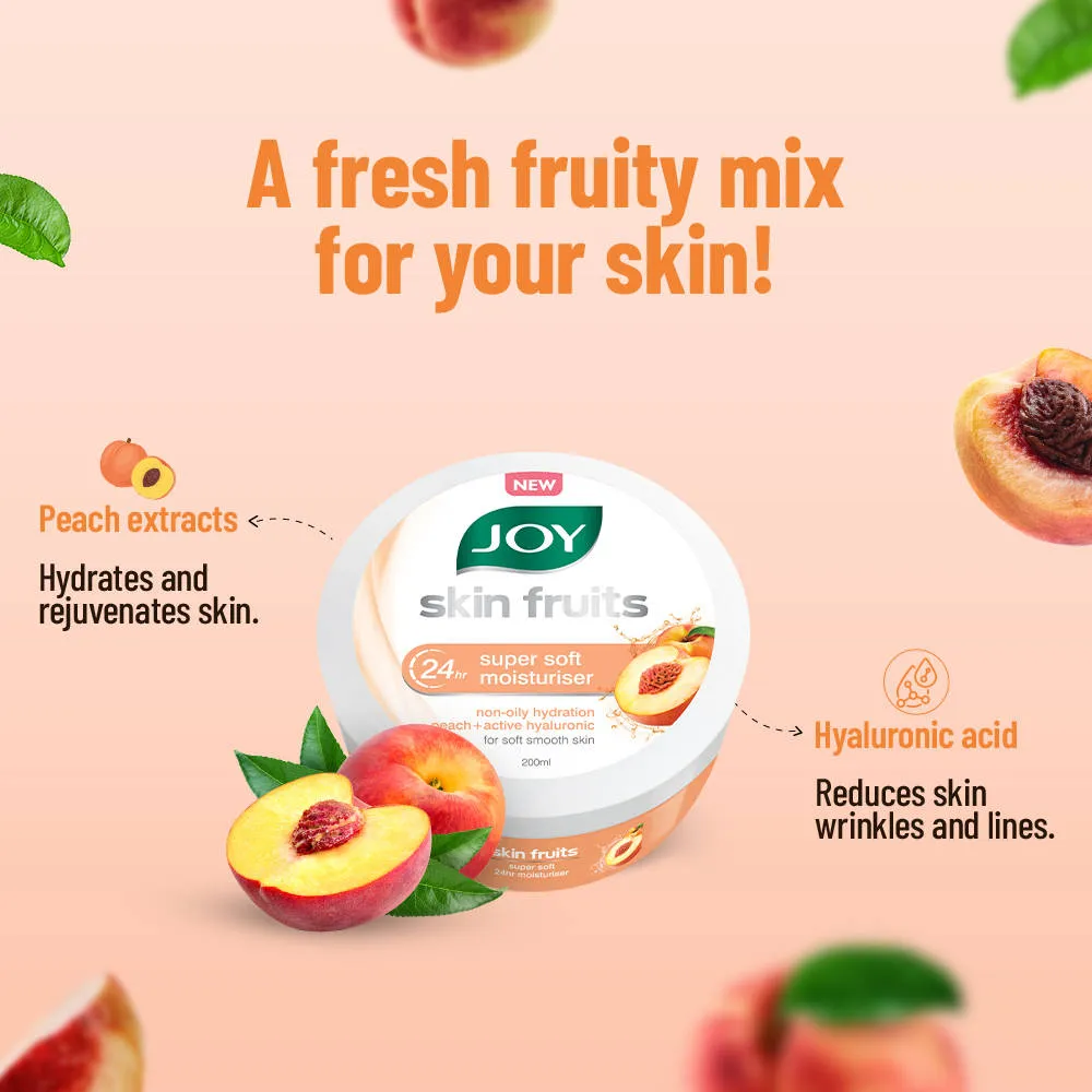 Joy Skin Fruits Soft Moisturizer For Face & Body with Peach, Hyaluronic Acid - Lightweight & Oil Free