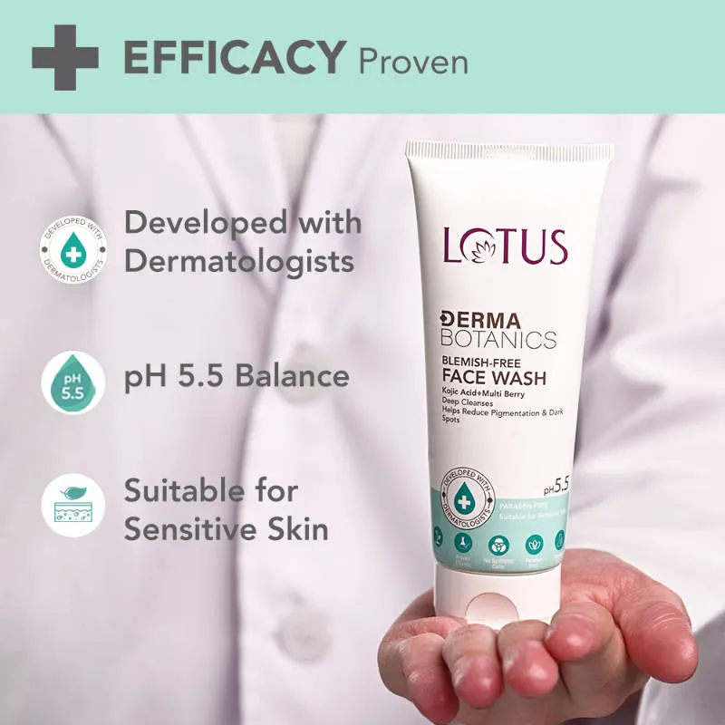 Lotus Herbals Lotus DermaBotanics Kojic Acid + Multi Berry Blemish-Free Face Wash, pH5.5, For Sensitive Skin