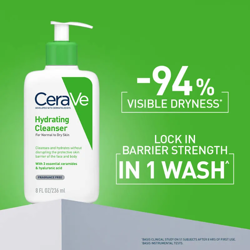CeraVe Hydrating Cleanser Non-Foaming Face Wash for Dry Skin with Ceramides, Dermatologist Recommend