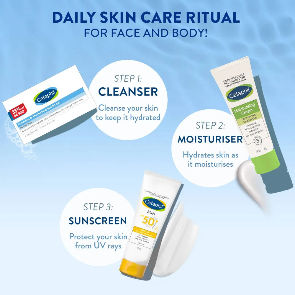 Cetaphil Cleansing Moisturising Syndet Bar With Shea Butter For Dry, Sensitive Skin