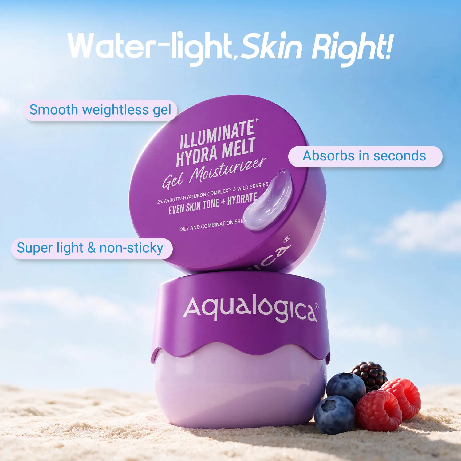 Aqualogica Illuminate + Hydra Gel Moisturizer With Alpha Arbutin For 24 Hour Intense Hydration