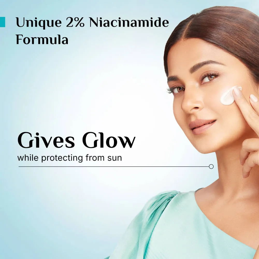 Pilgrim 2% Niacinamide Glow Gel Sunscreen SPF 50+++ Uv ShieldX Boost Glow Non-greasy No white cast