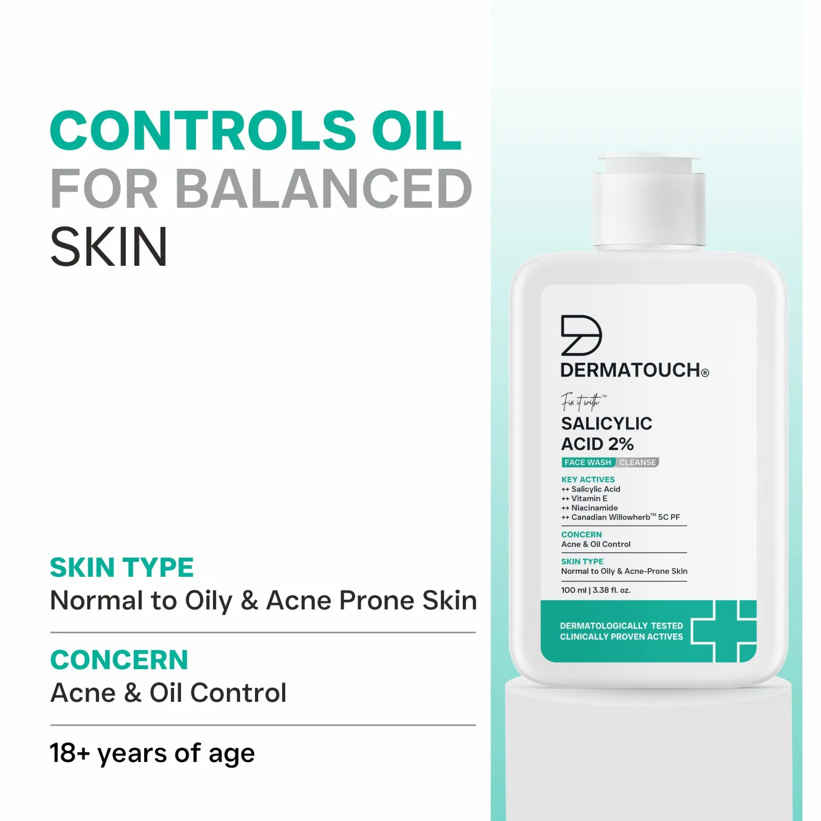 Dermatouch Salicylic Acid 2% Face Wash for Acne & Oil Control