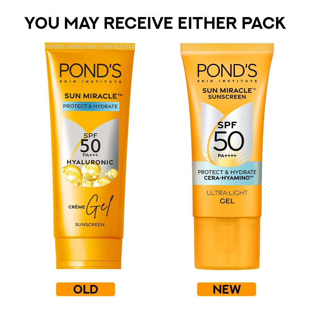 Pond's POND’S Sun Miracle SPF 50 PA+++ Crème Gel Sunscreen - Protect & Hydrate, With Hyaluronic Acid