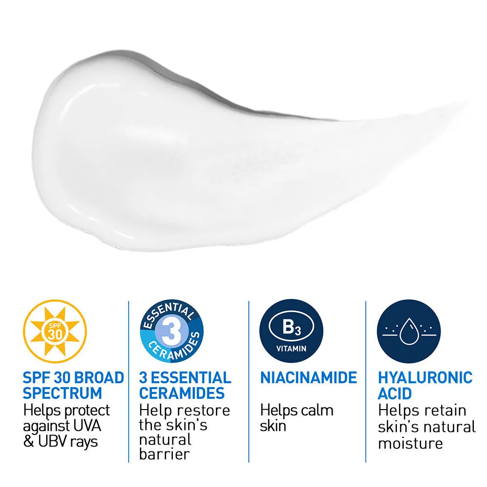 CeraVe AM Facial Moisturizing Lotion With Sunscreen SPF 30 UVB + UVA, Dermatologist
