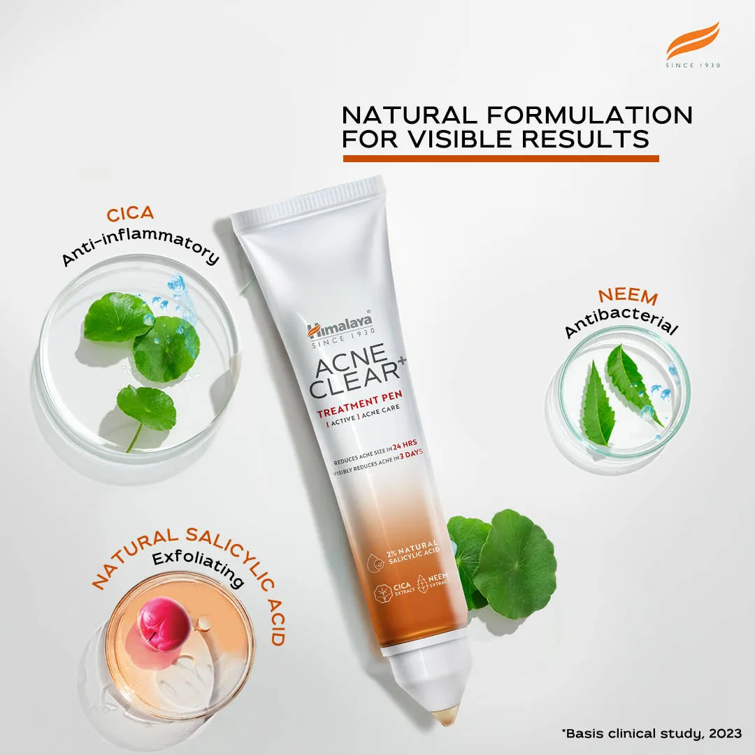 Himalaya Acne Clear+ Spot Treatment Pen with 2% Natural Salicylic Acid Reducing Acne Size in 24 hrs