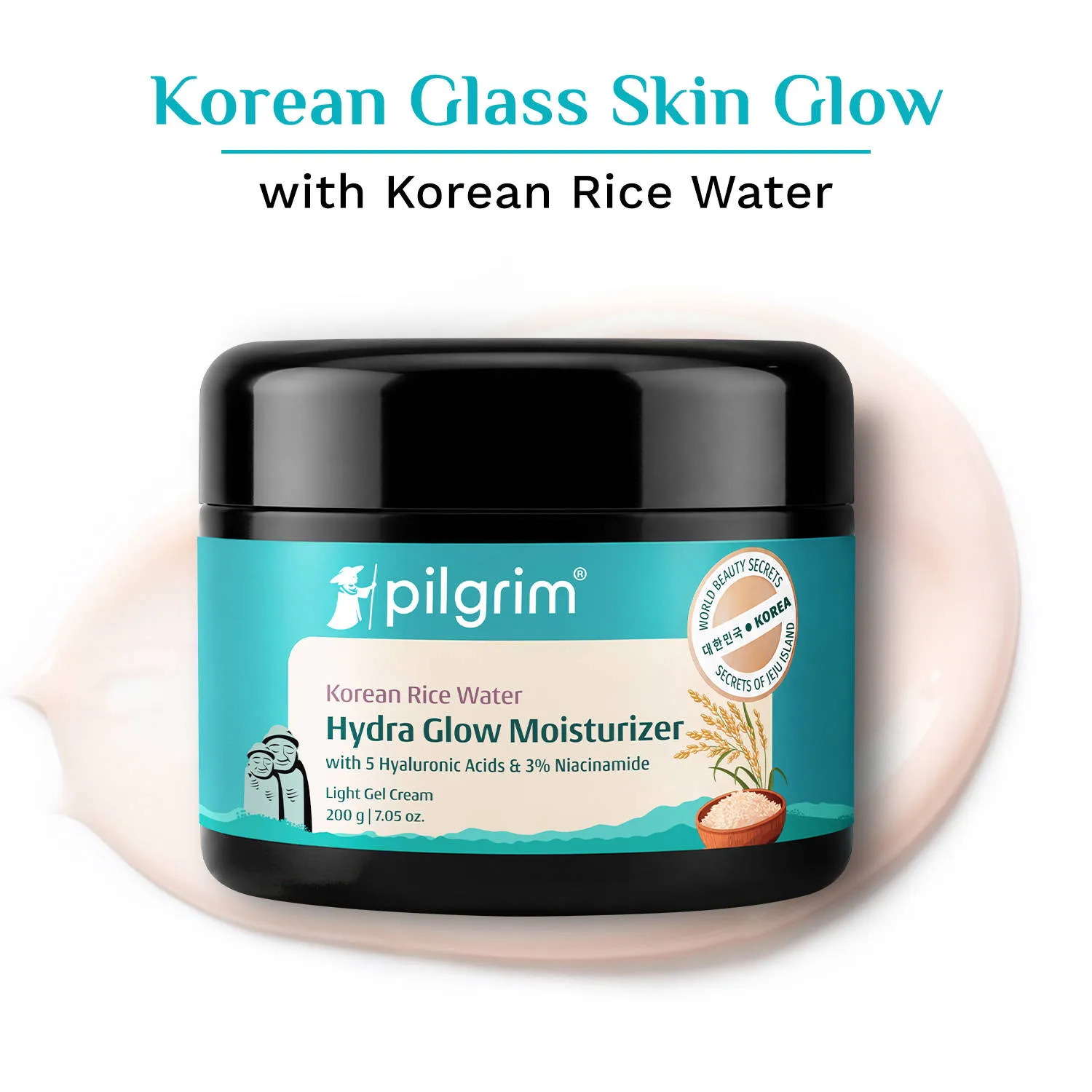 Pilgrim Korean Rice Water Hydra Glow Light Gel Moisturizer for 5x Hydration & Korean Glass Skin Glow