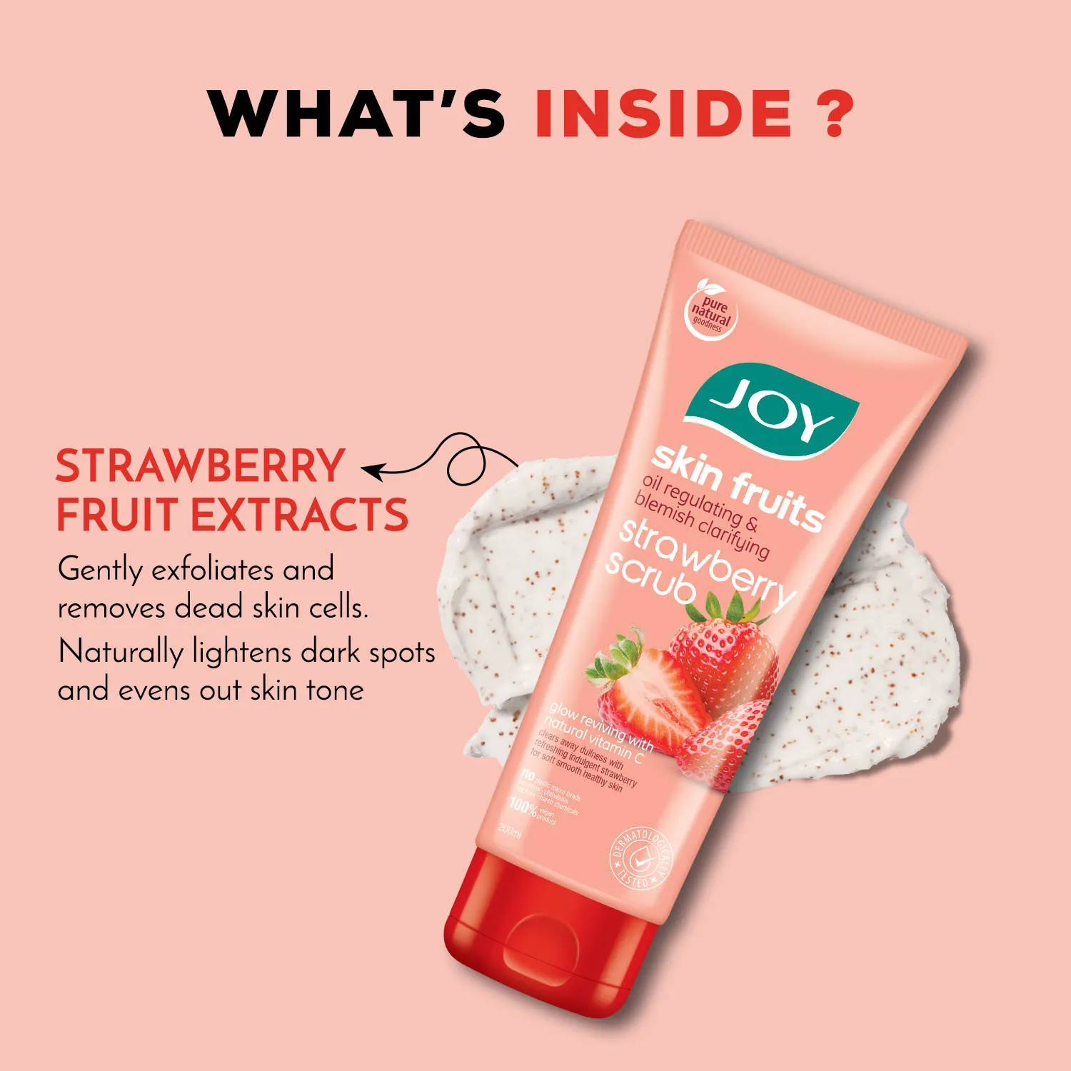 Joy Oil Control Strawberry Face & Body Scrub with Vitamin C for Oily Skin - Blackhead Removal