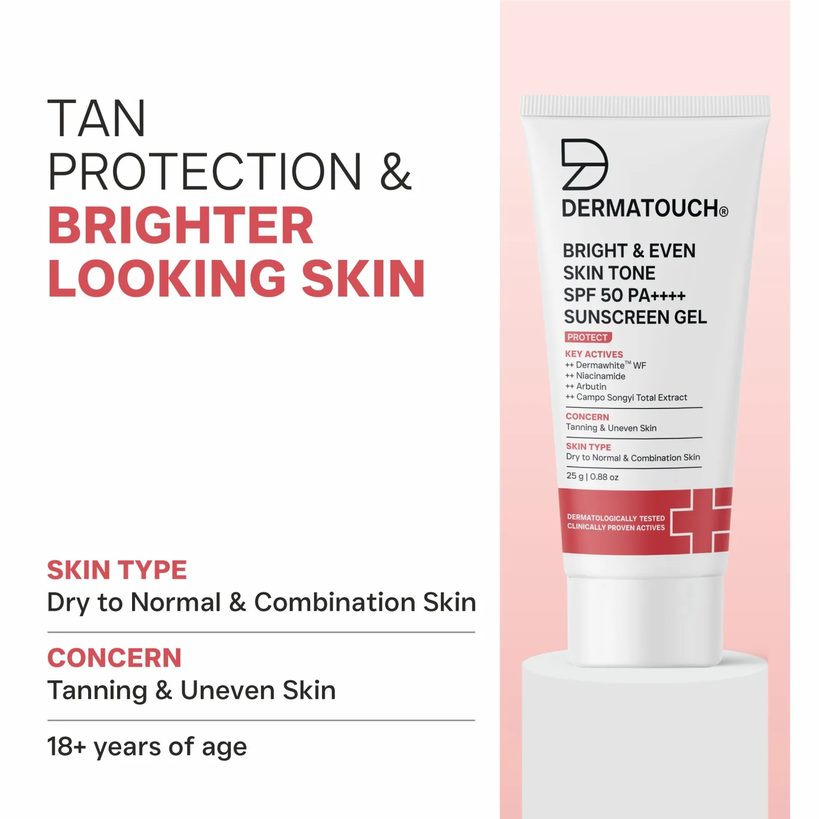 Dermatouch Bright & Even Skin Tone Sunscreen SPF 50 PA++++ for Tanning & Uneven Skin