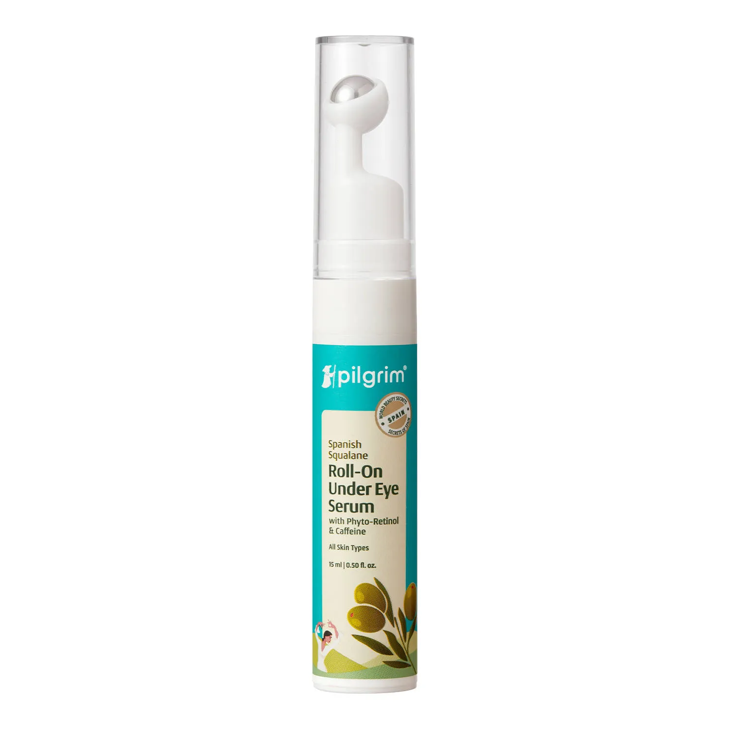 Pilgrim Squalane Roll-On Under Eye Eream Serum with Phyto-Retinol & Caffeine