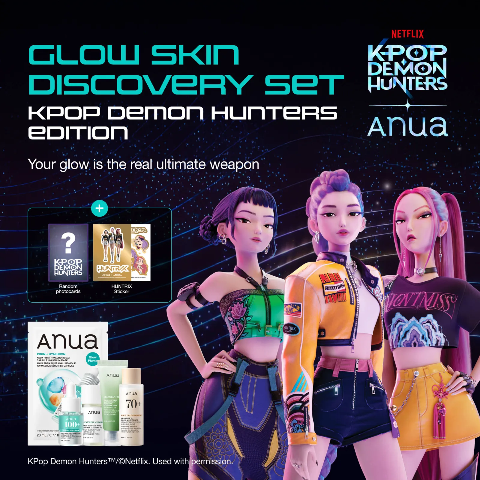 Anua Glow Skin Discovery Set - K-Pop Demon Hunters Special Edition